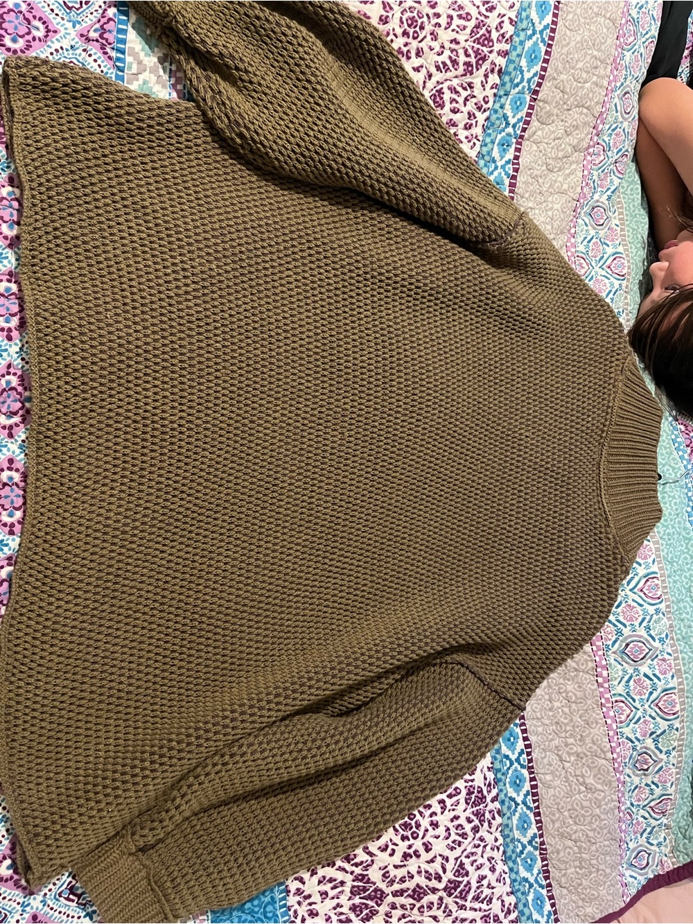 Free People Brown Ribbed Knit Pullover